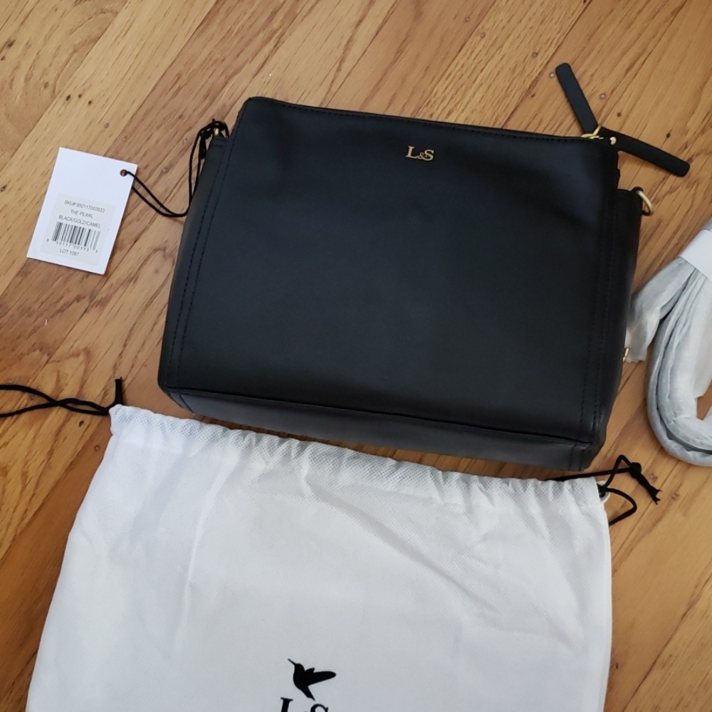 Lo & Sons Pearl Black Napa Leather Crossbody